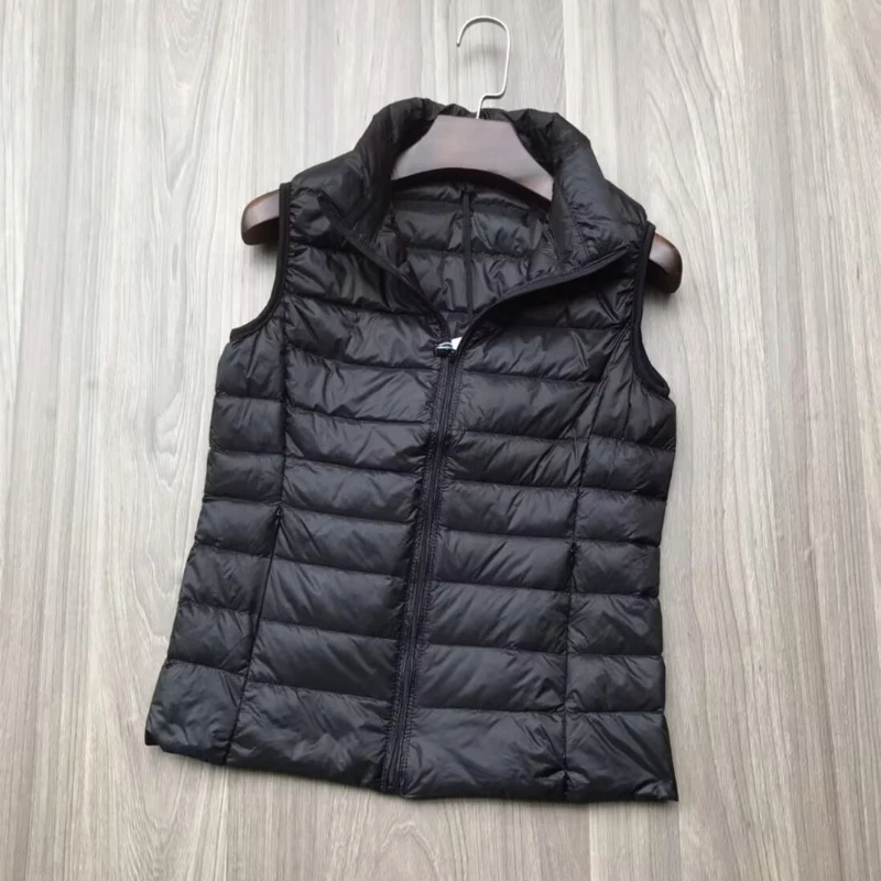 

Women Down Vest Ultralight Thin Sleeveless Jacket White Duck Down Winter Tops Spring Autumn Female Portable Outwear
