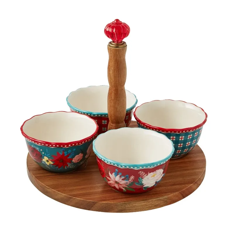 

Wishful Winter 5-Piece Lazy Susan Condiment Set