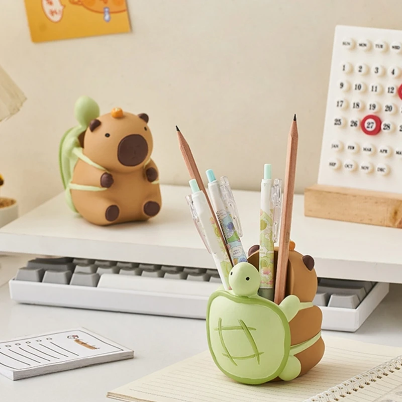 Capybara รูปปากกาคอนเทนเนอร์แปรงแต่งหน้าเรซิ่นโต๊ะเครื่องประดับ Dropship