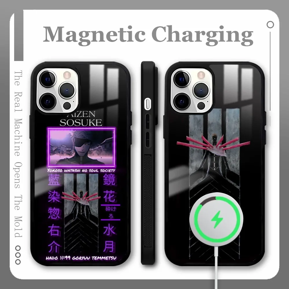 

A-Aizen SousukeS BLEACH Phone Case For iPhone 16 15 14 13 12 11 Pro Max Plus Mini Magnetic Magsafe Wireless Charging Cover