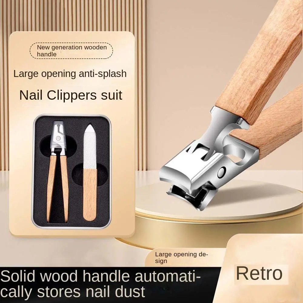 Wooden Anti Splash Nail Clipper Thick Nails Wide Jaw Opening Nail Cutting Pliers Stainless Steel No Splash Toenail Trimmer