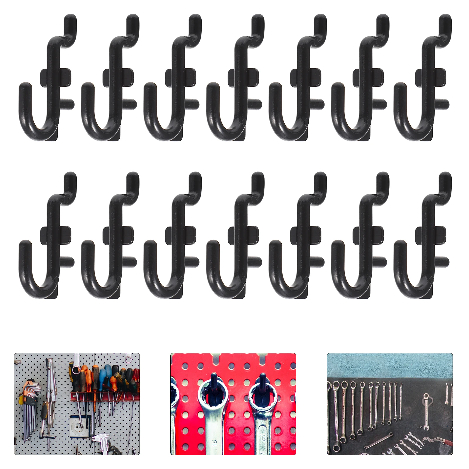 

50pcs 10 Pegboard Hooks J Shape Metal Rack Hangers for Clothes Hanging Black Plastic Garage Storage Display Organizer