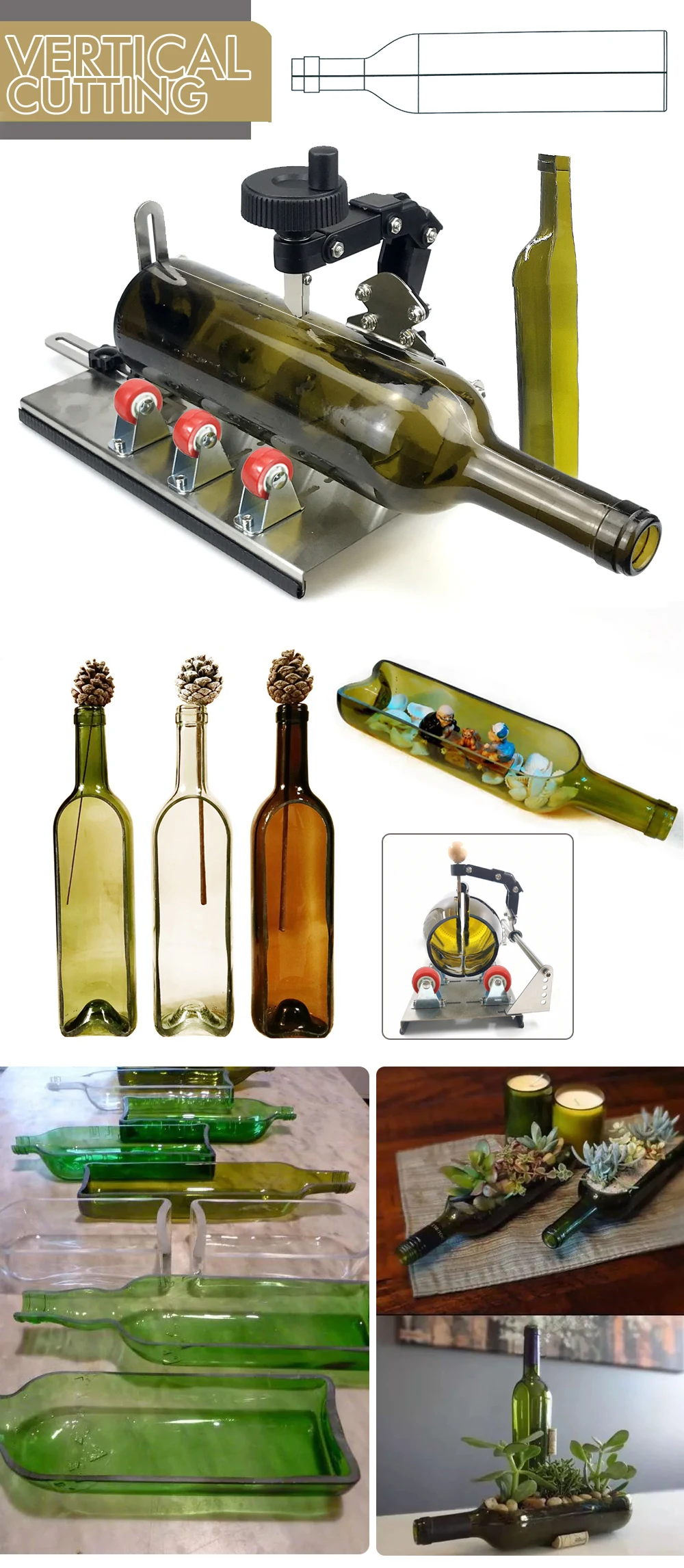 Neuer Glasflaschenschneider – professionelles DIY-Glasschneidewerkzeug für quadratische, runde Flaschen und Flaschenhalse mit Zubehör – Detail 5