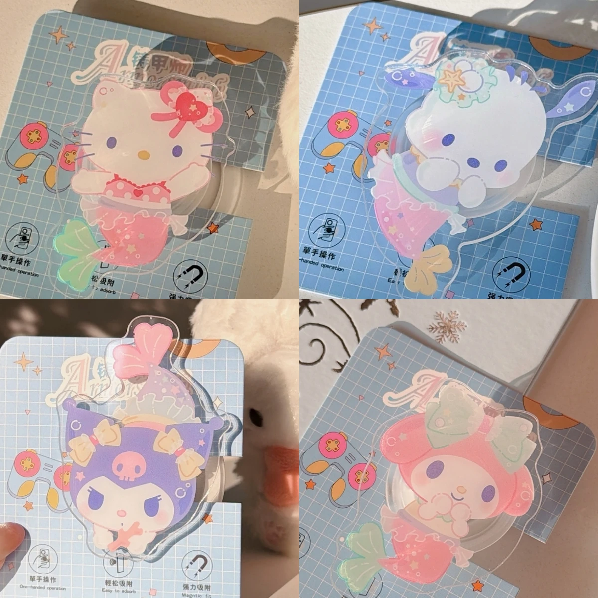 

For Magsafe Magnetic Phone Griptok Grip Tok Stand Sanrio Hello Kitty For iPhone Samsung Foldable Wireless Charging Case Holder