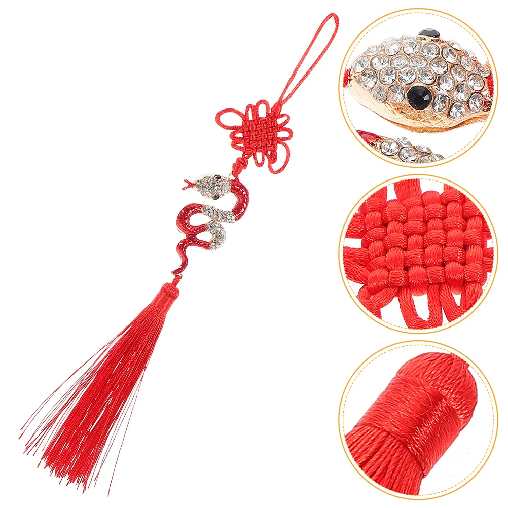 

2pcs Streamer Car Hanging Ornament Year Of The Snake Rhinestone Pendant Chinese New Year Decor Feng Shui Lucky Charm Spring
