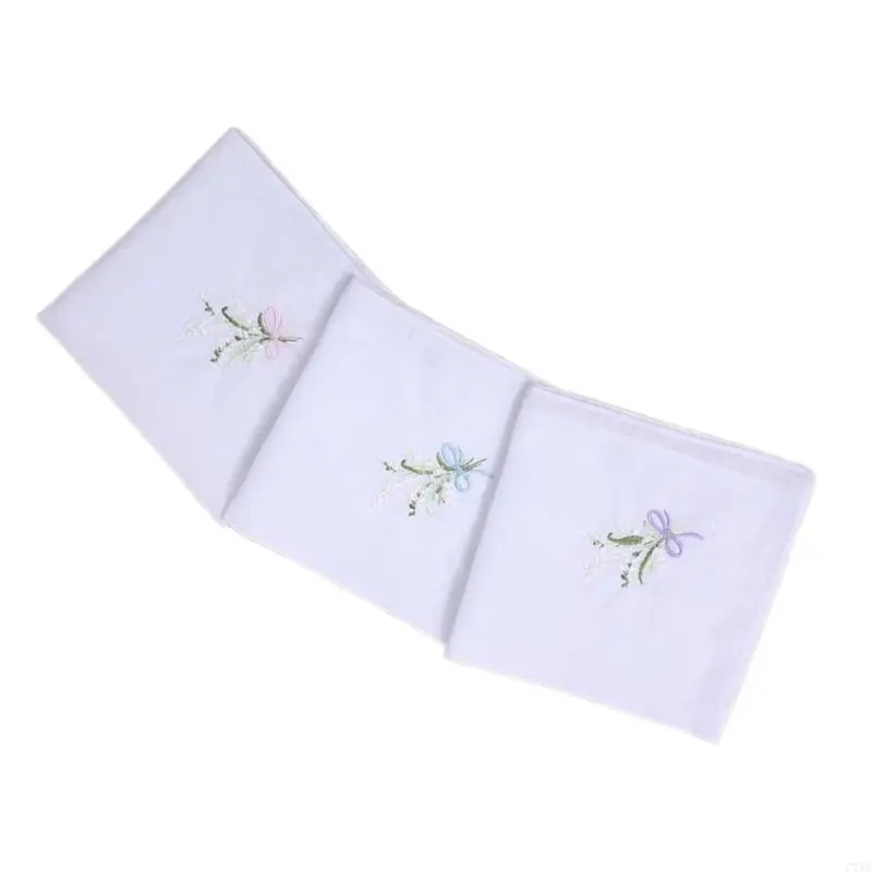 C71F 3 pezzi 28x28 Fazzoletto da taschino con fiori ricamati per donna Fazzoletto da uomo in poliestere Fazzoletto da sposo