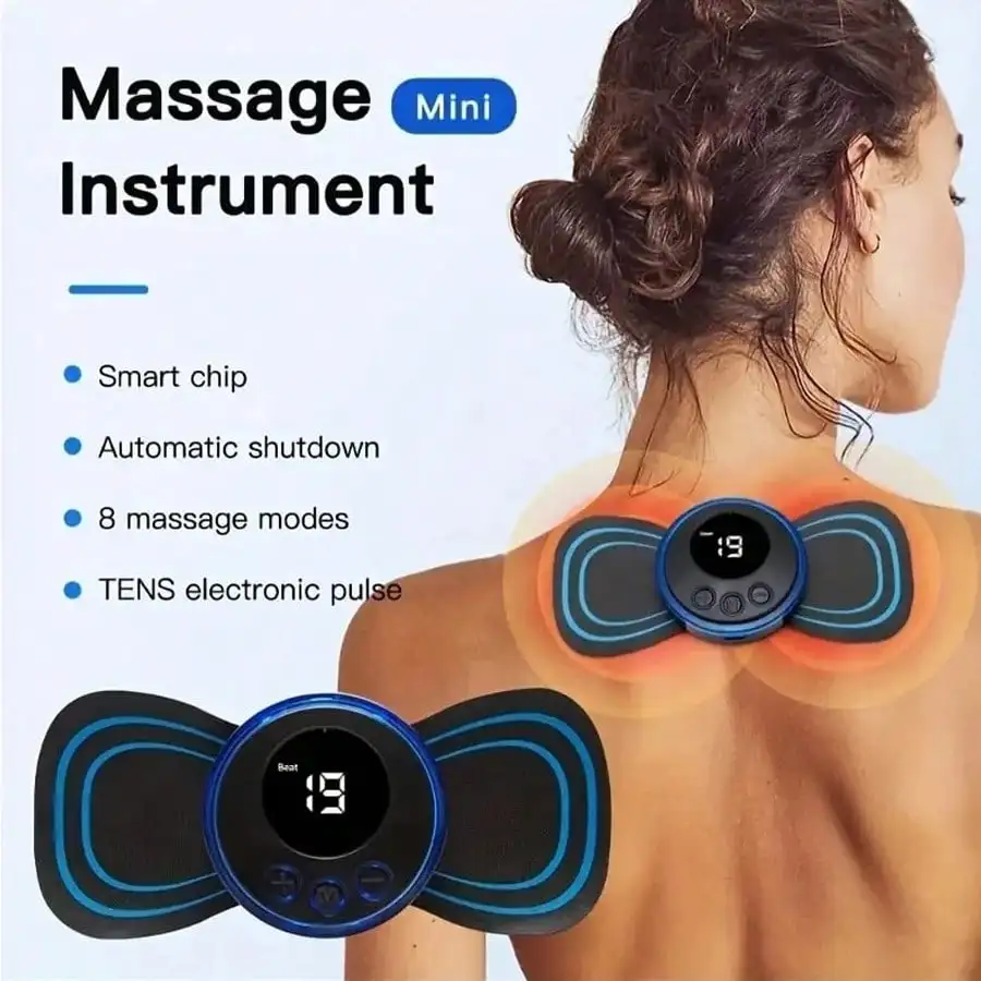 EMS Neck Massager Mini Neck Back Patch Stimulator Massager Pad Portable Gel Pad Sticker Ultra-Thin view 4