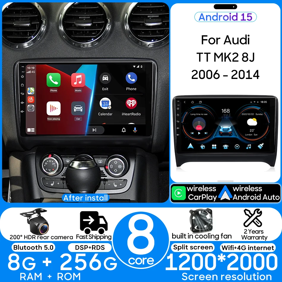 

Для Audi TT MK2 8J 2006-2014 Android Авто Авто Радио Мультимедийный Видеоплеер Навигация GPS 2din Wi-Fi DSP Carplay Аудио Стерео