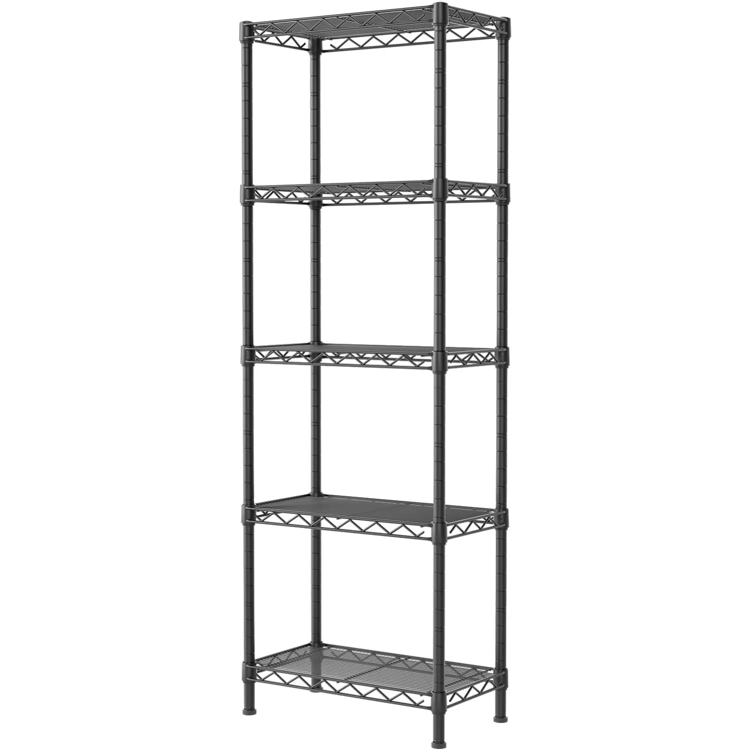 

5 Tier Shelf Wire Shelving Adjustable Storage Shelves Rack Standing Units for Kitchen Closet Laundry Bathroom Organizers Metal