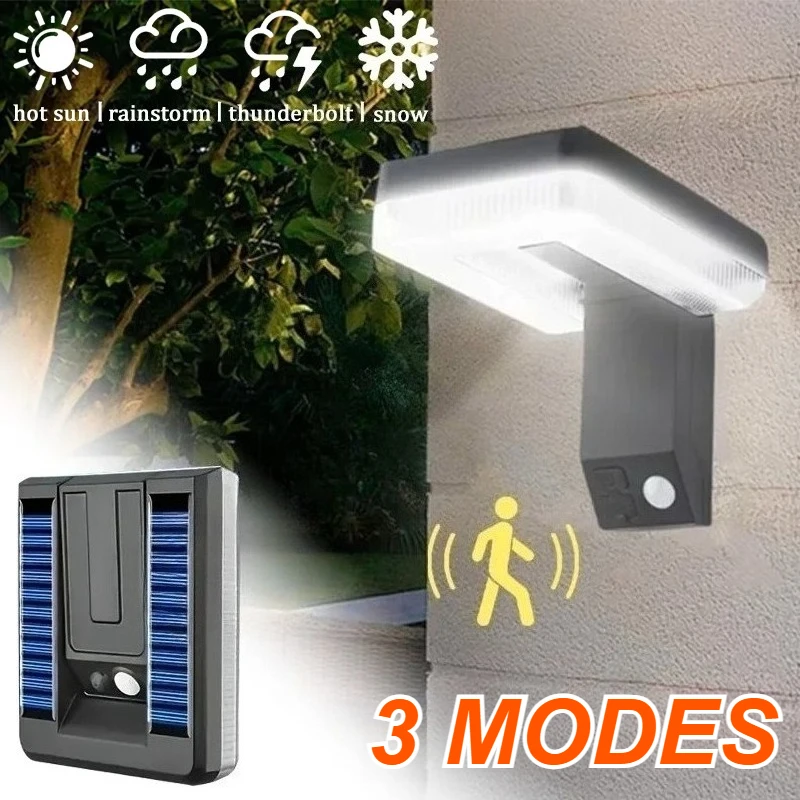 

120° Solar LED Light Outdoor Wall Light Waterproof Spotlight Motion Sensor Solar 3 Modes Street Light Garden Garage Decoration