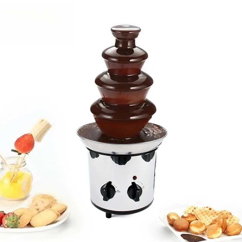 4 Tiers Chocolate Fountains Wedding Party 4Th Floor Cheese Melting Fondue Heating Waterfall Hotpot Machine Heater Pot Melter EU
