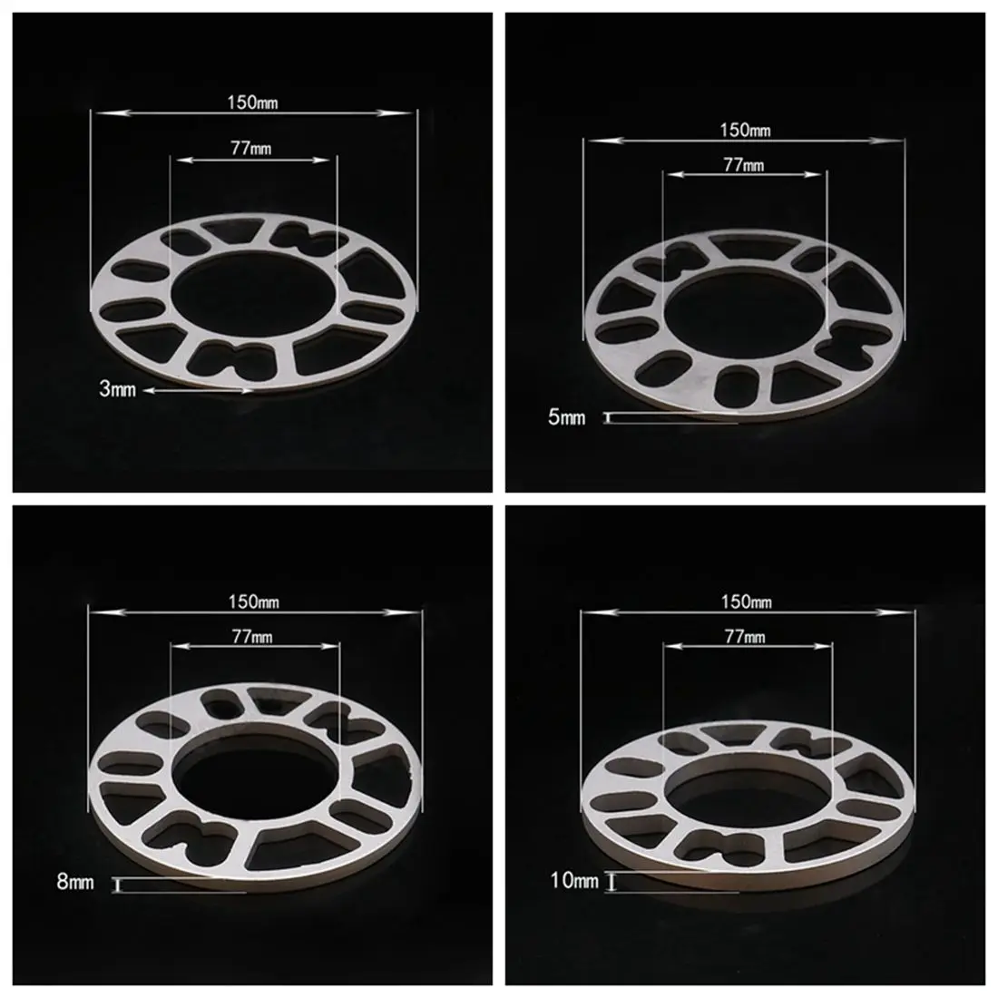 4Pcs 3/5/8/10mm Alloy Aluminum Wheel Spacers Shims Plate For 4/5 Stud Wheel 4x100 4x108 4x114.3 5x100 5x108 5x110 5x115 5x120