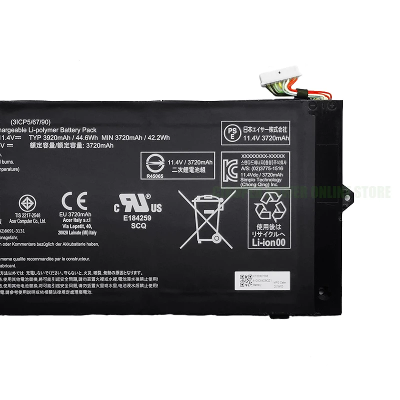 Cp Echt Laptop Batterij AP13J7K 11.4V/3920Mah/44.6Wh Voor Chromebook C740 Serie Notebook