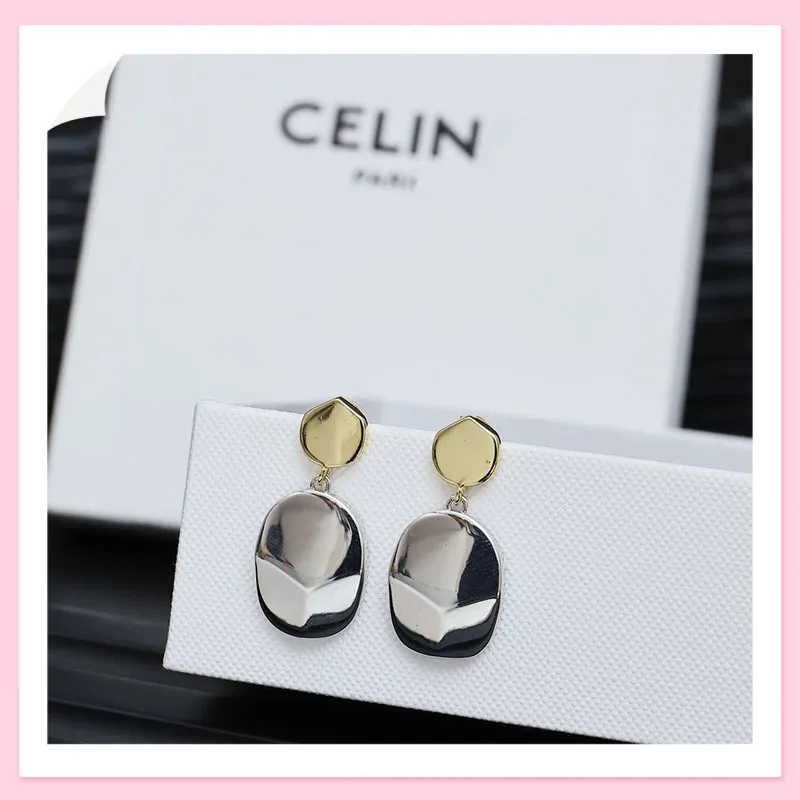 

Классические двухцветные серьги, двухцветный дизайн, полные индивидуальности и шарма, модные серьги, женские серебряные.