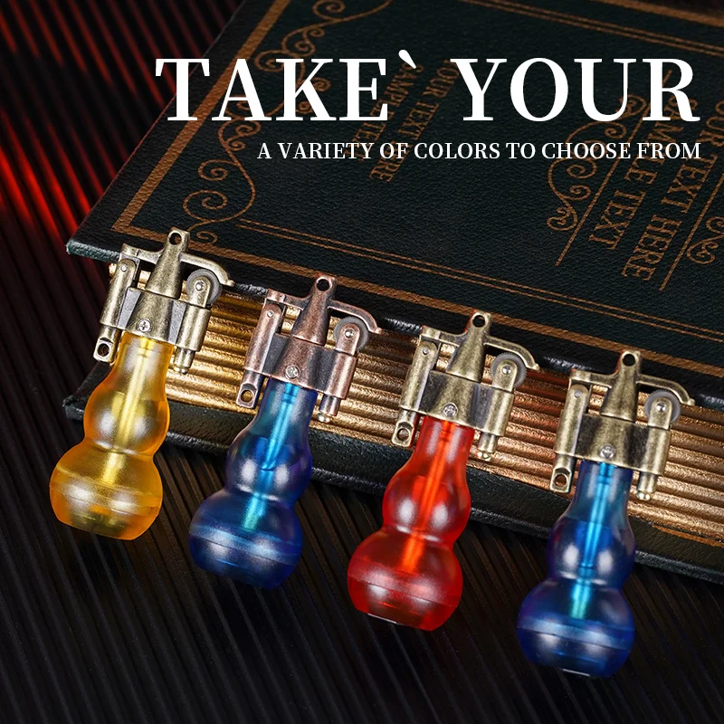 Classic Retro Gourd Grinding Wheel Lighter Transparent Visible Window Inflatable Portable Outdoor Pendant Lighter Gift