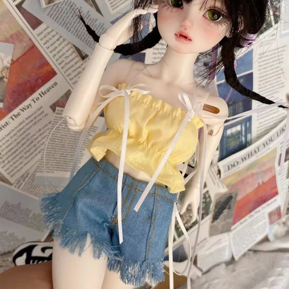 1/4 1/3 Ubranka dla lalek Garnitur Szorty jeansowe Słodki zestaw topów dla lalek Bjd 45/60 cm Zabawki do przebierania Domakawa Akcesoria dla lalek, bez lalki