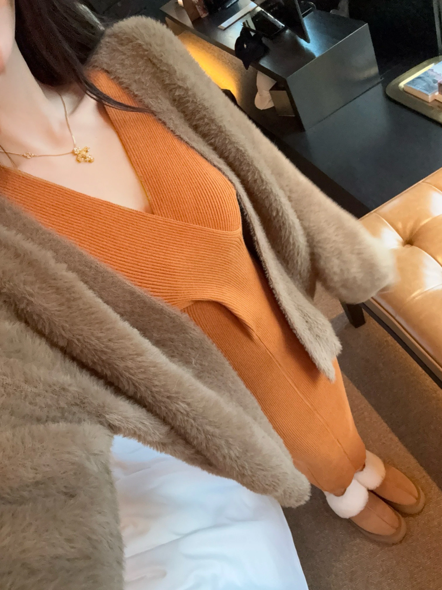 JAMAIS VU Short Plush Smooth like Real Mink Velvet Wear-resistant Washable Open Cardigan Coat for Women's Daily Wear