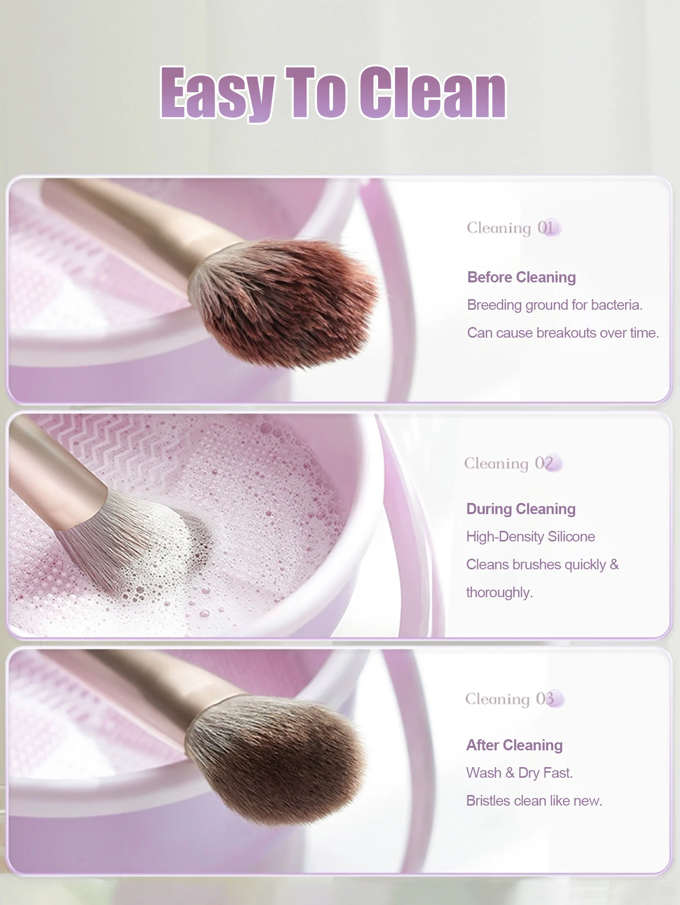 Bol de nettoyage pour pinceaux de maquillage, tout-en-un, support de lavage sec et de rangement, outil de nettoyage doux sans dommages pour brosses, éponges et mélangeurs