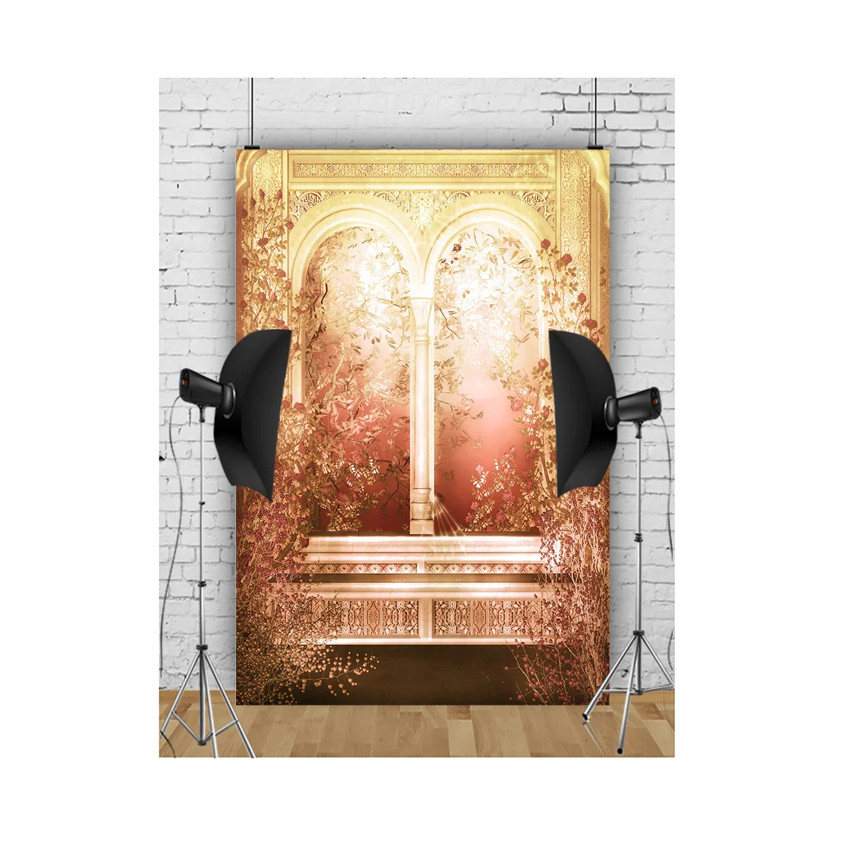 Indoor Stage Gradient Tones Halo Lighting Photography Background Portrait Shoots Wrinkle-Resistant Photo Studio Backdrops UV-04