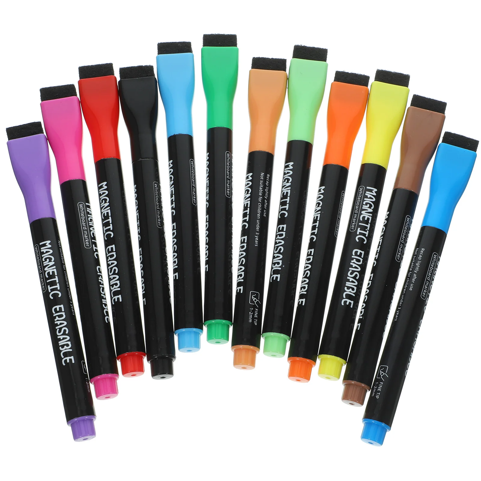 

12 Pcs Whiteboard Pen Fine Tip Dry Erase Markers Makers with Eraser Drawing Pens Household Painting Creative Colorful Child