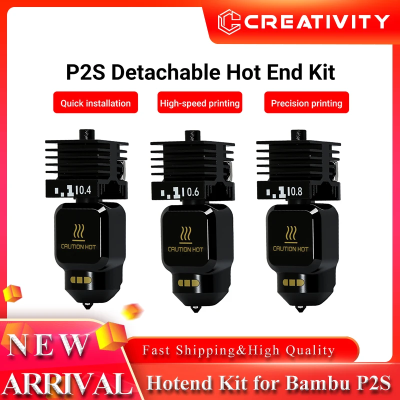 

High Quality Printhead Hotend Kit for Bambu Lab P2S Detachable Hardened Steel Nozzle 0.4/0.6/0.8 3D Printer Bambulab H2D Hot End