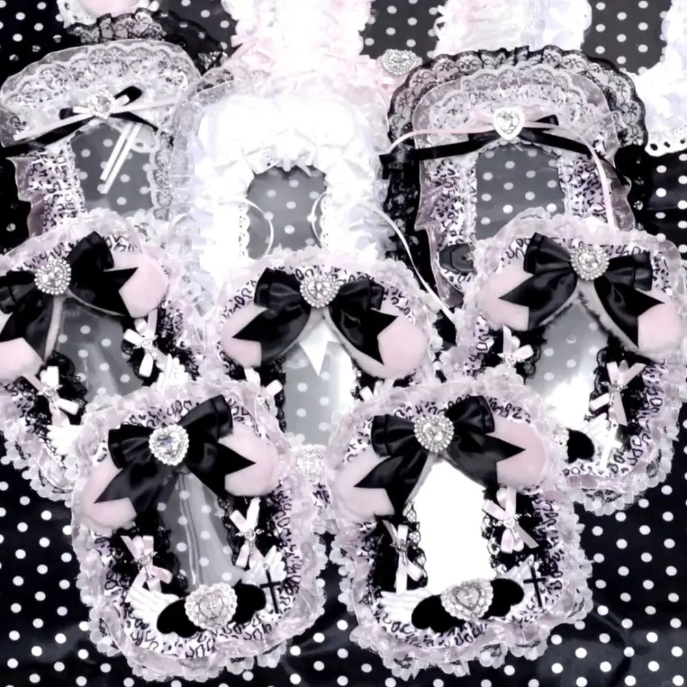 Cute Angel Wings Card Holder Lace Plush Photo Protector Case with Ribbon Anime Photocard Holder