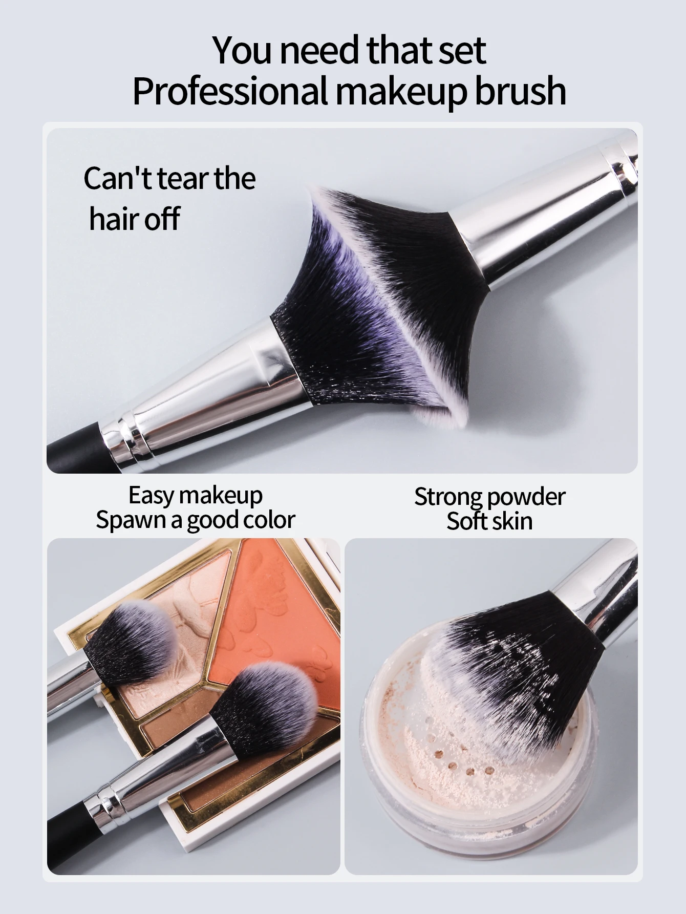 5PCS black makeup brush set, blush brush, powder brush, contouring brush, highlight brush, facial makeup brush, beauty tools