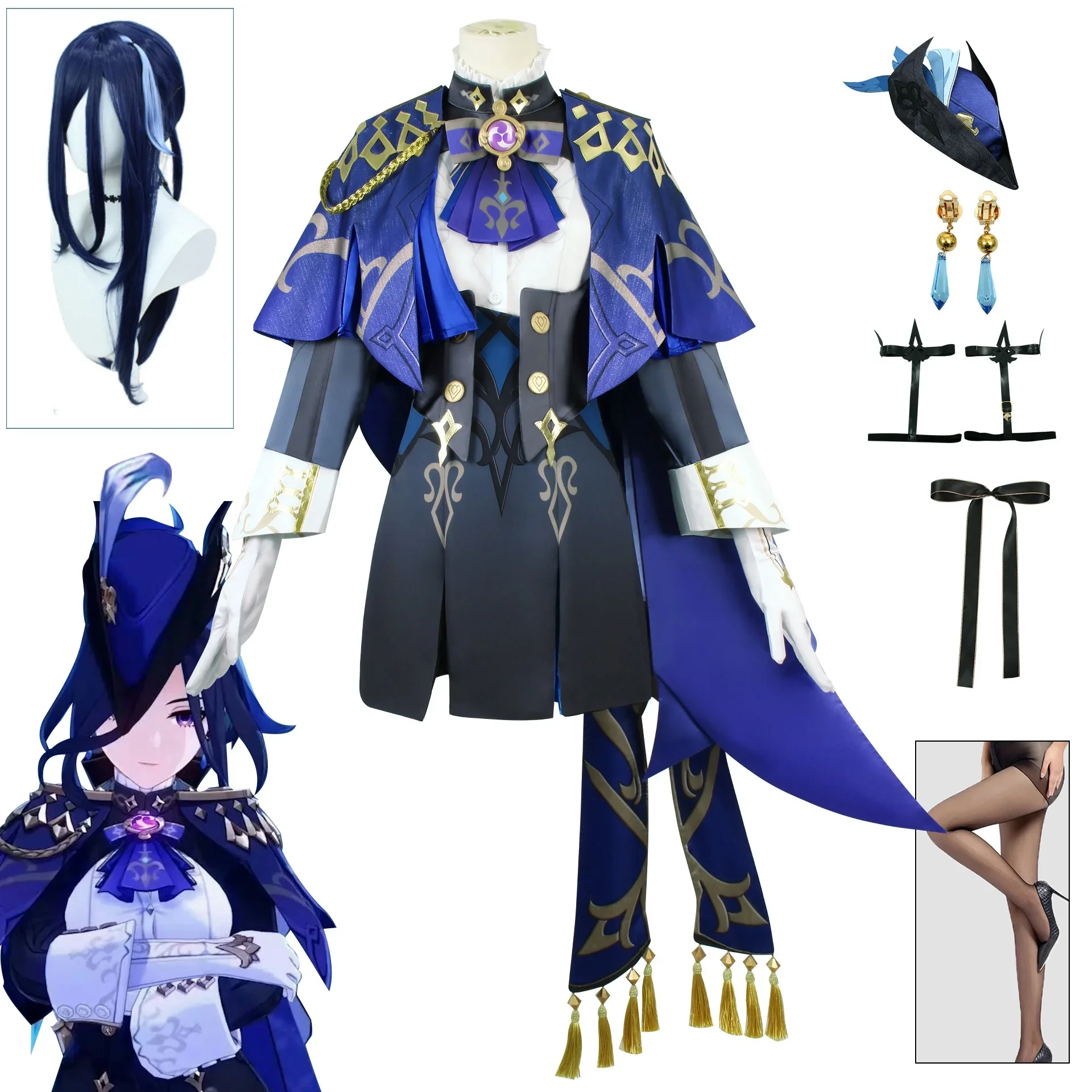 

Clorinde Cos Genshin Impact Clorinde Cosplay Costume Fontaine Cosplay Dress Collab Series Halloween Cosplay Costume