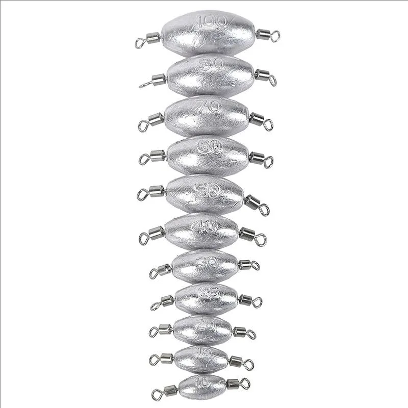 Fishing Weights Sinkers, Inline Weights Trolling Sinkers Quick Swivel Weight Sinker Olive-shaped Lead Pendant with Double Swivel image 6