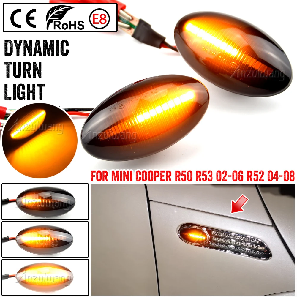 

LED Side Marker Turn Signal Light Flowing Water Repeater Indicator Waterproof Dynamic Blinker For BMW Mini Cooper R50 R53 R52