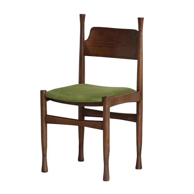 Medieval solid wood chair French retro dining chair household light luxury high-end living room back  casual crown