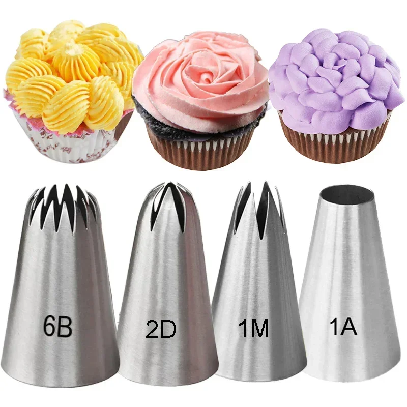 1M#2A#2D#6B Russian Icing Piping Pastry Nozzles Cake Cream Decoration Tips Set Cupcake Head Dessert Decorators Kitchen Gadgets