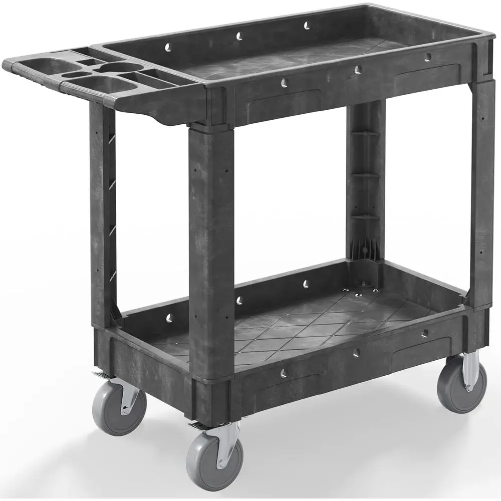 

Heavy-Duty 1000 lbs Capacity Rolling Service Cart with 40x17 Inch Lipped Shelves for Garage, Warehouse, Cleaning - Gray