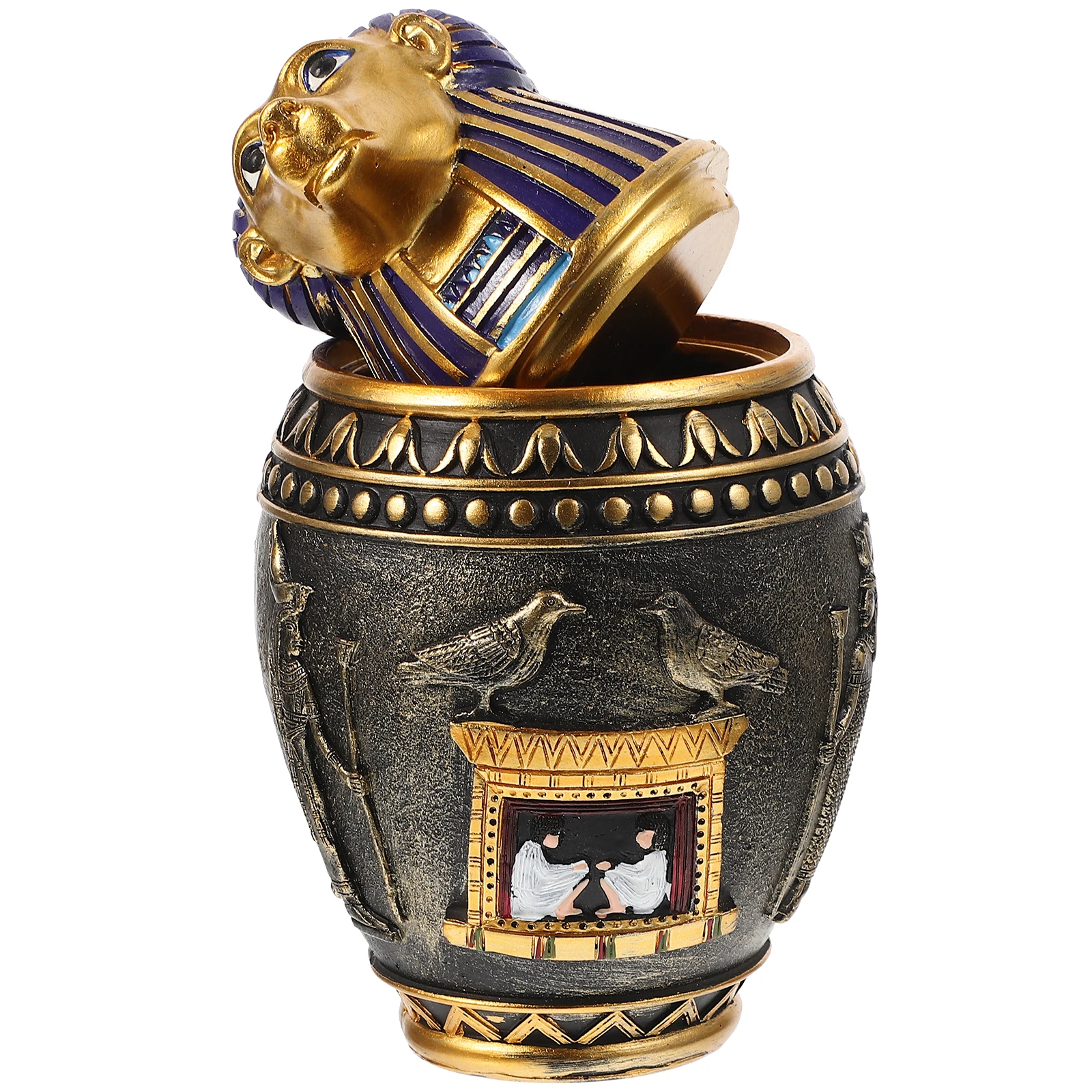 

Pet Ash Urn Decorations Small Portable Resin Cinerary Casket for Ashes Keepsake Smooth Lines Egypt Style Cats Dogs Lightweight