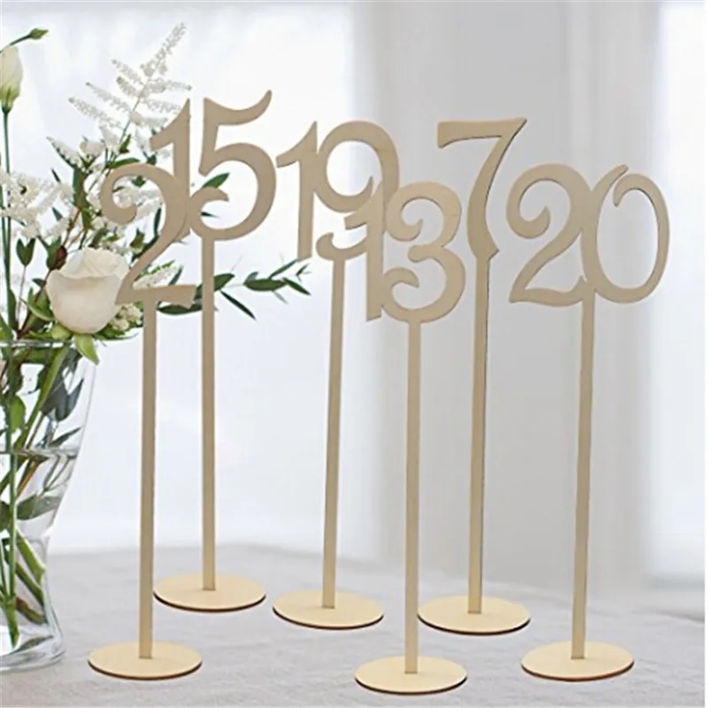 Wooden Wedding Supplies Wedding Place Holder Table Number Figure Card Digital Seat Decoration Hot Sale 10Pcs/Pack 2024