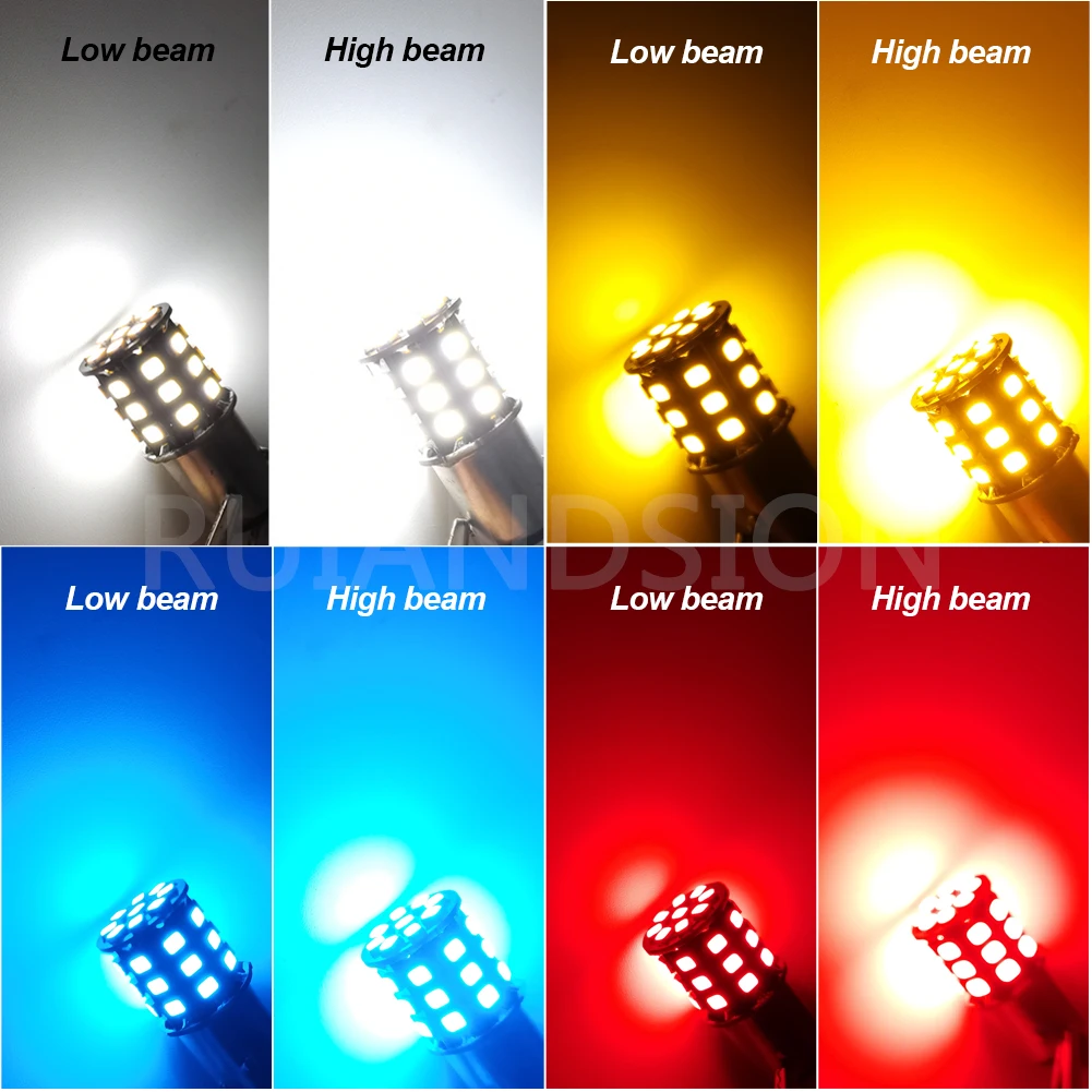 2x 0.35A Auto LED 1157 BAY15D P21/5 W BAZ15D 4 W Blanco/rojo/amarillo 12 V 12 V 24 V P21/4 W luz del coche 2835 33SMD sin polaridad función Dual