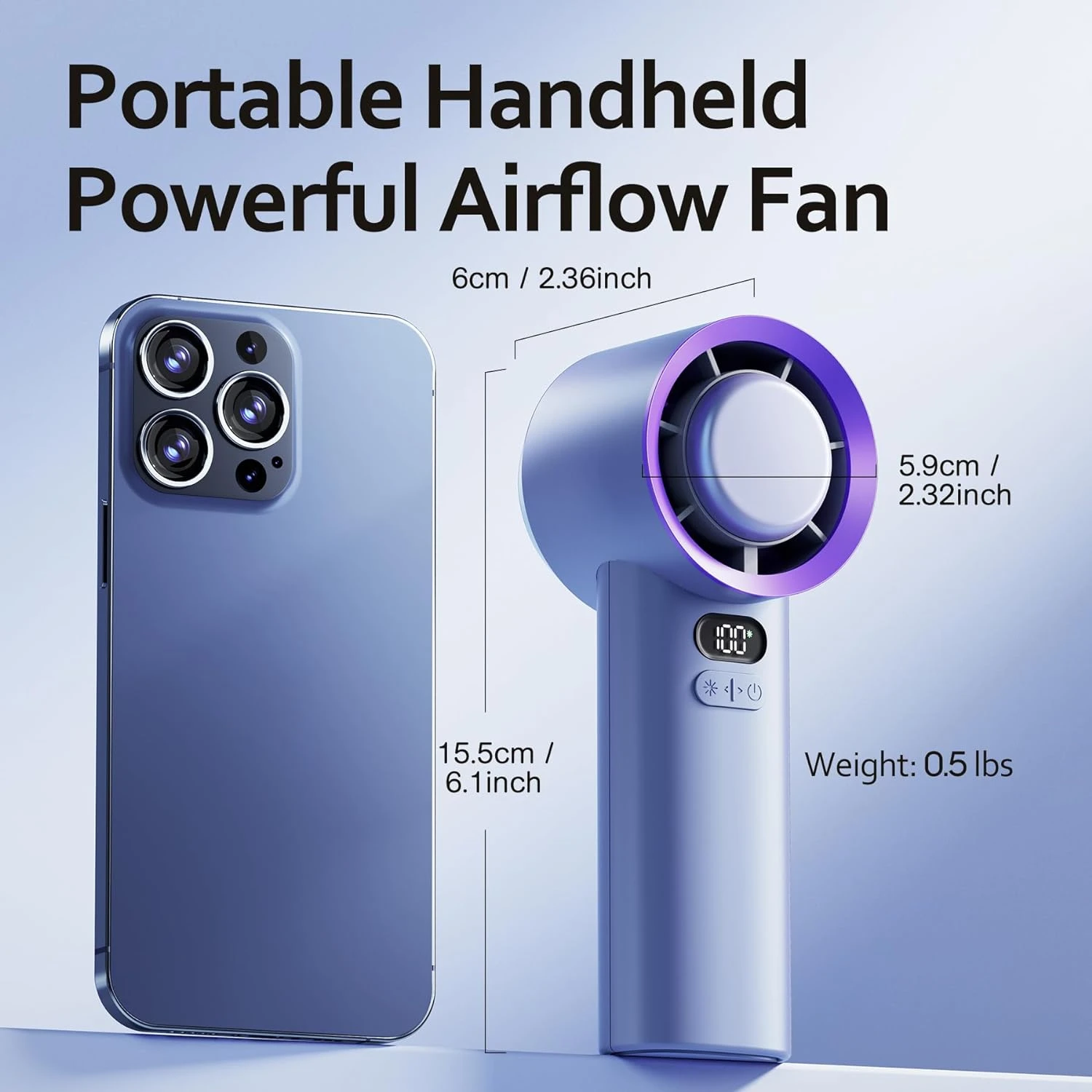 

Compact Lightweight Mini Rechargeable Personal Fan - Portable Turbo Fan with 100 Powerful Speeds - Ideal Cooling Device for Trav