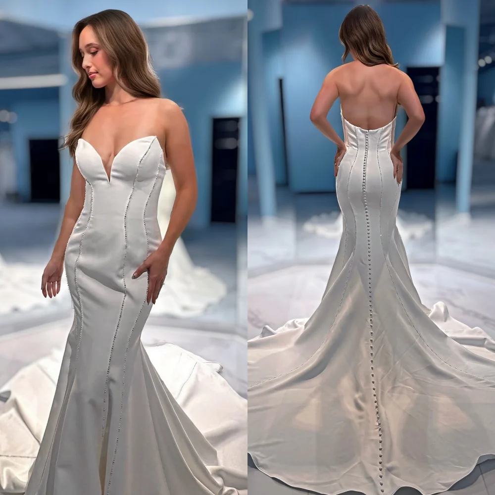 

Customized Modern Style Exquisite Charmeuse Pearl Draped Beading Button Mermaid Sweetheart Long Dresses Bespoke Occasion Dresses
