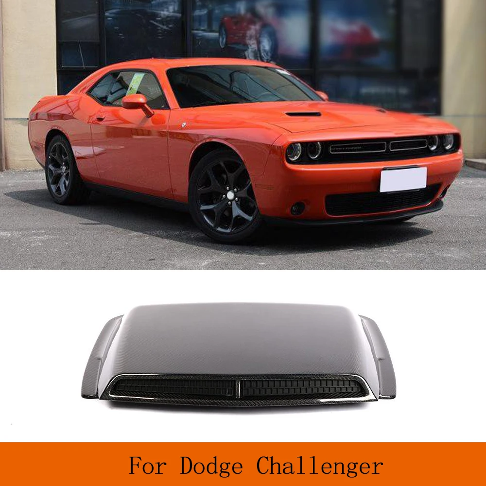 Carbon Fiber Car Front Hood Vent Bonnet Car Hood Vents Air Flow Intake Scoop Covers for Dodge Challenger Coupe 2015 - 2019