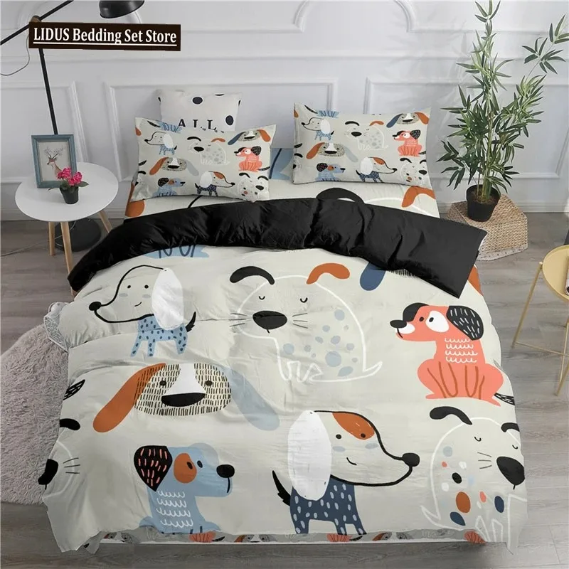 

Cartoon Cat Dogs Toddler Bedding Set For Boys Teens Cartoon Kittens Animals Microfiber 3D Duvet Cover Pillowcases Bedroom Decor