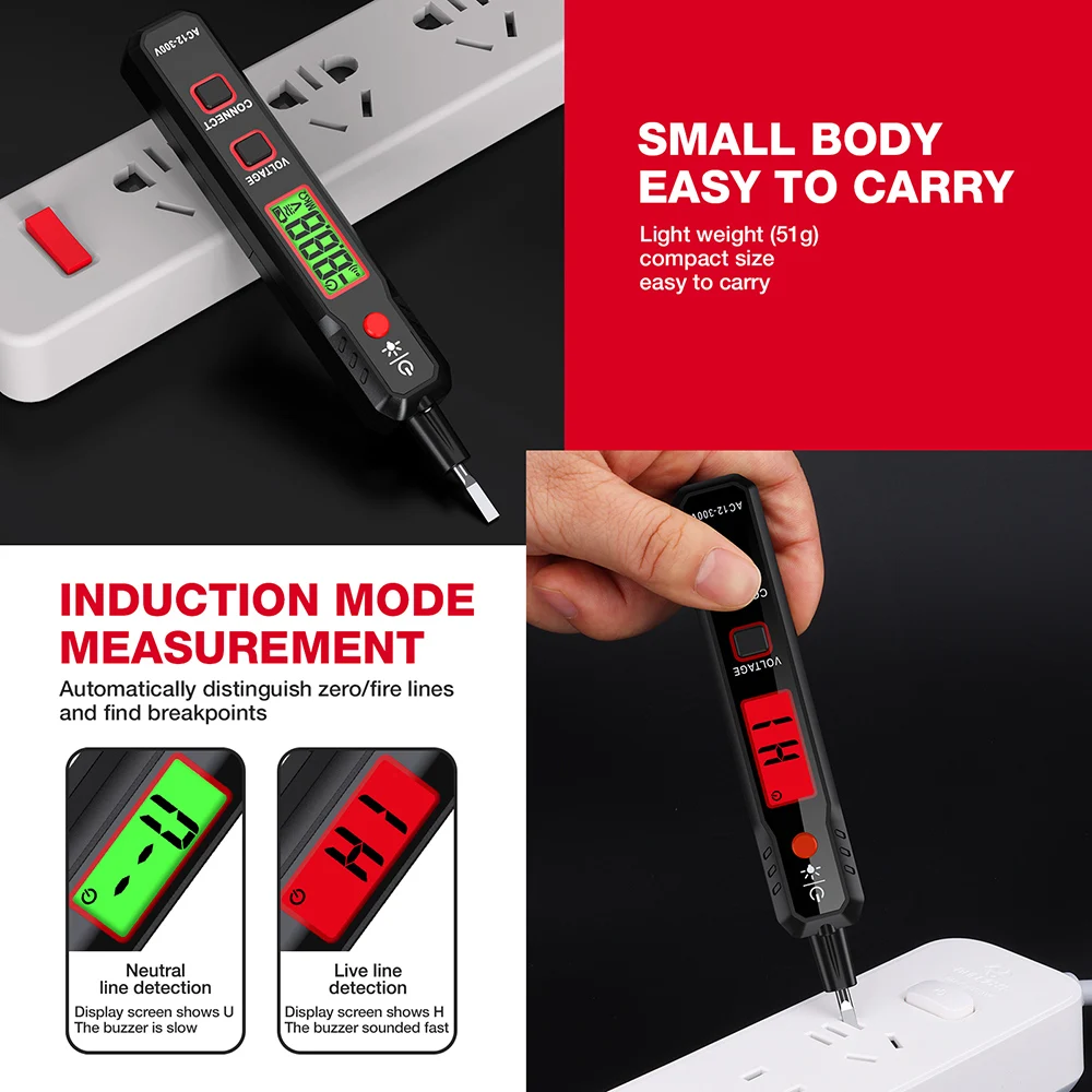 HT89 Voltage Detector 300V Pen Type Digital Multimeter Screwdriver Probe Non-Contact Tester Tools Professional Electrician Tools