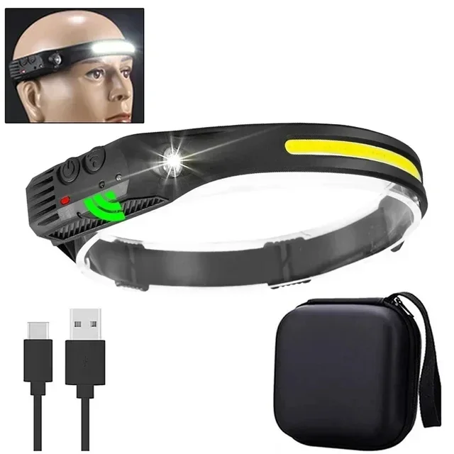 KDULIT XPE + COB LED Sensor Scheinwerfer USB Aufladbare Camping Suchscheinwerfer Scheinwerfer Led Kopf Taschenlampe Kopf Taschenlampe für Angeln Laterne 4