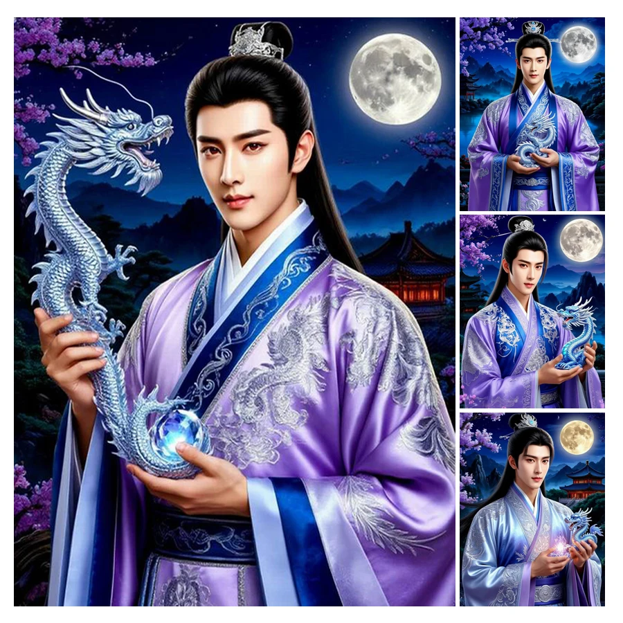 

Fullcang Diy Diamond Painting New Collection Chinese Man and Dragon Full Rhinestone Art Animals Mosaic Embroidery Kit Wall Decor