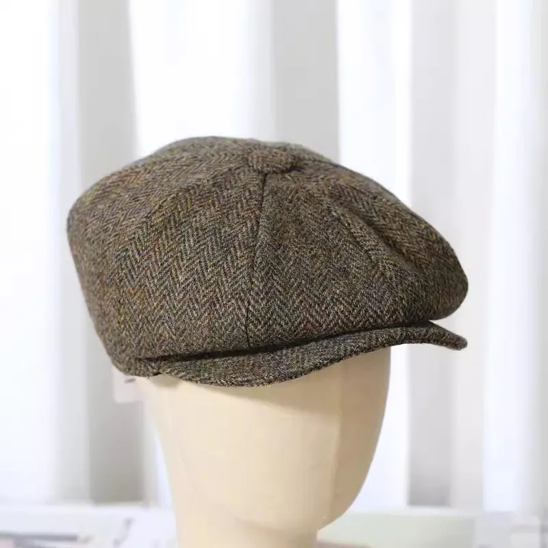 Autumn Winter High Quality Men Women's Solid Wollen Vintage Hat Spring Beret Wool Cap TB031