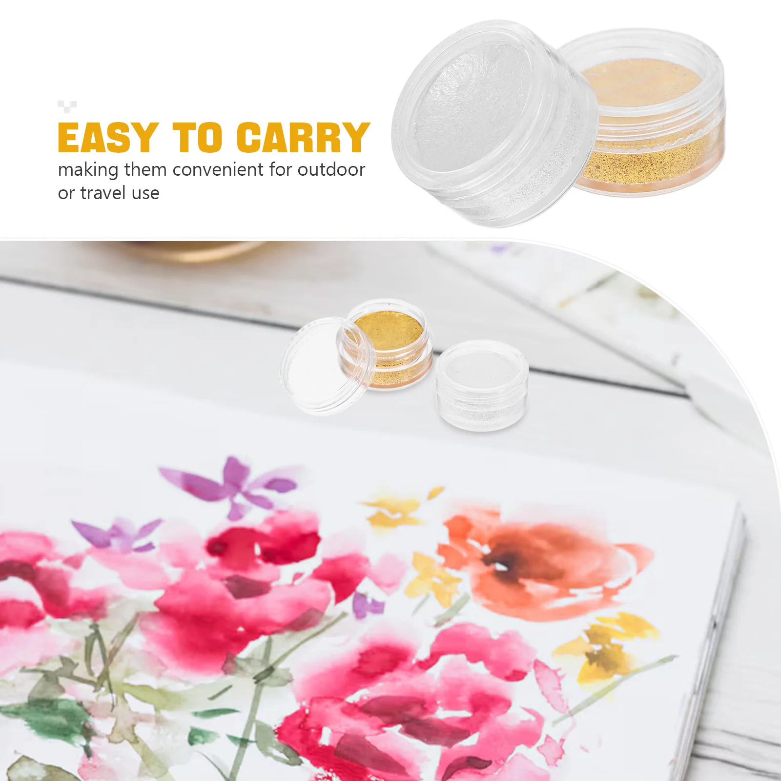 2 قطعة مجموعة الطلاء بالألوان المائية اللامعة 5 مللي طقم طلاء معدني مناسب للسفر لقماش القماش الحرف الفنية مسحوق الصباغ