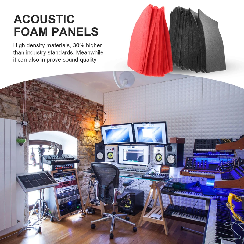 AA79 New 48 Pcs Sound Insulation Board Acoustic Panel Studio Foam Wedge Fireproof Soundproof Cushion Wall Board,2.5 X 30 X 30Cm