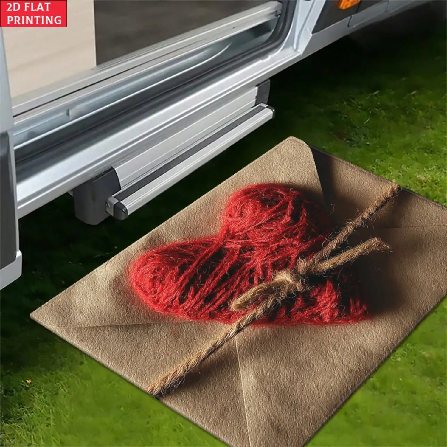 2D Flat, 2D Flat 1pc Heart Envelope Art Door Mat, Outdoor Mat, Outdoor Rug, Bathroom Floor Mat, Microfiber Absorbent Machine Washable Rug For Bedroom, Living