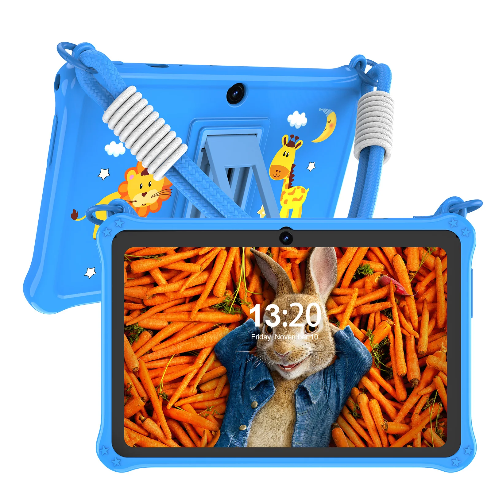 PRITOM Kinder-Tablet, 7 Zoll, Android 13, 4 GB (2 + 2 erweiterbar), RAM, 32 GB ROM, WiFi, Bluetooth, Lernsoftware, installiert mit Trageband