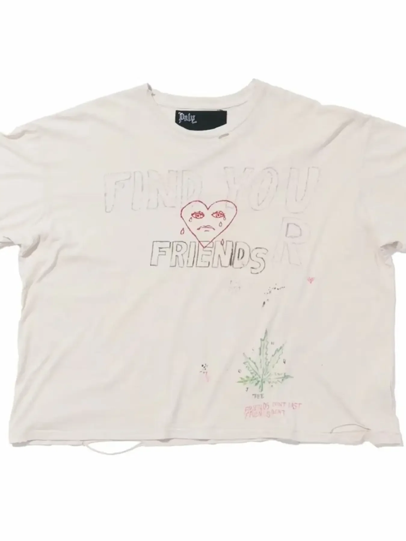 Paly Hollywood friends hand-painted love print summer American high street crew neck short-sleeved T-shirt vibe