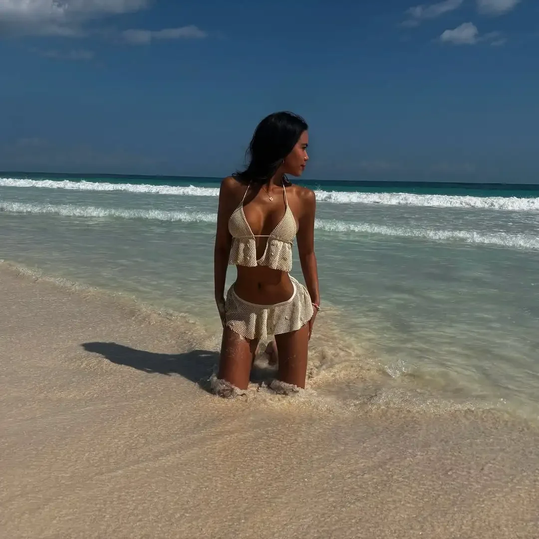 SEAURAL 2025 New Sexy Ruffles Mesh Brazilian Bikini Women Swimsuits Lace-up Swimwear Backless Biquini Swimsuits Beachwear